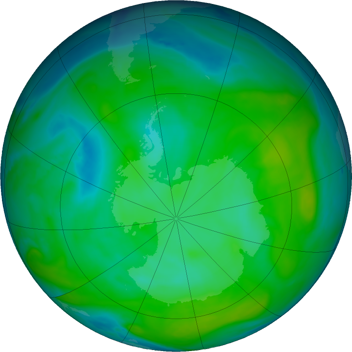 Antarctic ozone map for 04 January 2020